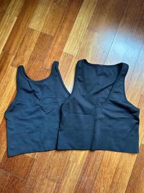 Athleta Black Ribbed Crop Tops (Set of 2)